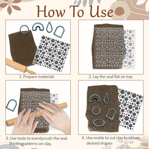 CHGCRAFT Sunflowers Texture Silicone Clay Texture Stamp Leaves Love Heart Polymer Clay Texture Sheets Clay Modeling Pattern Pad Texture Sheets for Polymer Clay Making Earrings Jewelry - style: Leaves and Sunflower
