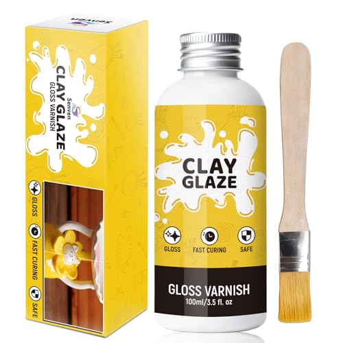 100ml Air Dry Clay Glaze Gloss Varnish Air Dry Clay Glaze Kit, High Gloss Glaze Prevent Clay Cracking,Scratches,Wear, Also Prevent Arts, Ceramics, Oil Paintings, Wood, Art Paintings Artwork, Gloss - color: High Gloss, size: 100 ml