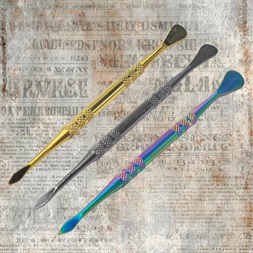 Klyeola 4Pcs Wax Carving Tools Set, Stainless Steel Double-Ended Sculpting and Modeling Tools Kit, Wax Spoon and Carving Tool for Clay, Pottery, Jewelry Making(Color Titanium) - color: Color Titanium