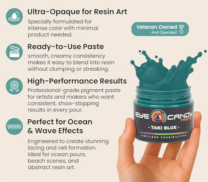 Eye Candy Taki Blue Resin Pigment Paste – Highly Pigmented Epoxy Color, 2 oz, Solid Non-Metallic, Mixable for Custom Shades - color: Taki Blue