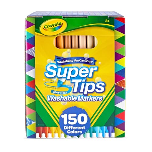 Crayola Super Tips Marker Set (150ct), Teacher Classroom Must Haves, Homeschool Supplies, 2-in-1 Fine Point & Broad Line Markers for Kids, 3+ - size: 150 Count (Pack of 1)