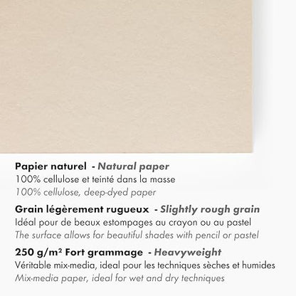 Clairefontaine Paint'On Multi-Technique Naturel Pad, 250 g, A4, 30 Sheets - color: Naturel, size: A4