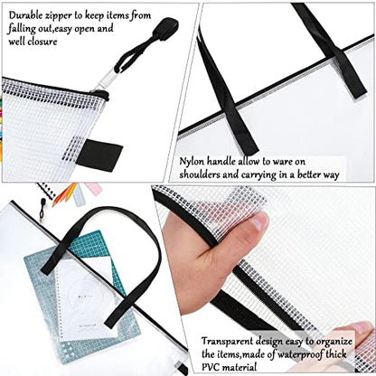 Frienda 10 Pieces Art Portfolios Bags Waterproof Portfolios Posters Storage Supply Bags with Zipper and Handle for Art Artworks, Bulletin Boards, Charts and Teaching for Back to School (19x25 Inches) - size: 19 x 25 Inches