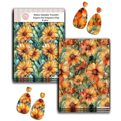 Zentangle Polymer Clay Transfer Sheet (Stained Glass Sunflower) - color: Stained Glass Sunflower