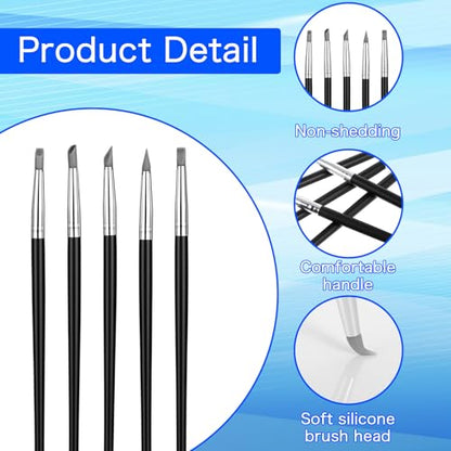 Silicone Paint Brush, 10Pcs Head Silicone Brushes for Crafts Rubber Paint Pens Flexible Clay Carving Tools for Sculpting Handicraft Pottery Handicraft Nail Art Artwork Acrylic Paints Gouache,5 Shapes