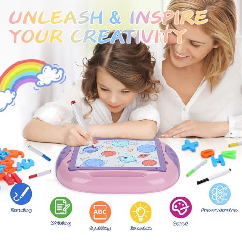 MAYESAR Gifts for 1-2 Year Old Girls,Toddlers Toys with Magnetic Letters and Numbers, Art Easel for Kids 1 2 Year Old, Girl Birthday Christmas Gifts (Purple) - color: Pink