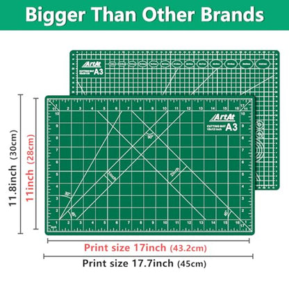 ArtAt Self Healing Cutting Mat: 【5 Pack Cutting Mat 12″x 18″】 Green Double Sided Non-Slip 5 Layers PVC Durable Craft Sewing A3 Mat for Rotary Cutter - color: Green, size: 18"L x 12"W（5pcs）