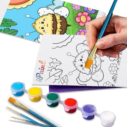 10Pcs Paint and Sip kits for Boys Girls Kids,Pre Drawn Canvas for Kids,Cute Pre Stretched Painting Canvas with Pictures to DIY Acrylic Painting Kits Christmas Party Night,8x10 Painting Canvas for Kids