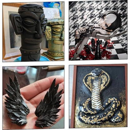 Lightweight Clay - Air Dry Clay, Ultra Light & Soft, Safe & Non-Toxic, Moldable & Flexible, DIY Modeling Clay for Anime Figures, Sculpting, Molding, Creative Art Crafts - color: Black