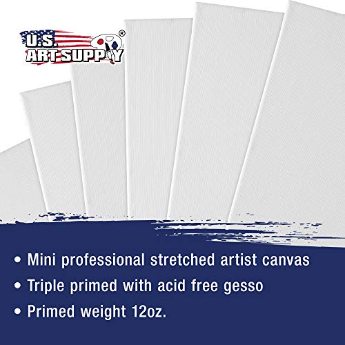 U.S. Art Supply 4x4 Mini Canvases for Painting, 24 Pack Bulk | Small Stretched Artist Canvas Professional Primed - Ideal for Arts & Crafts - size: 4" x 4" - Pack of 24