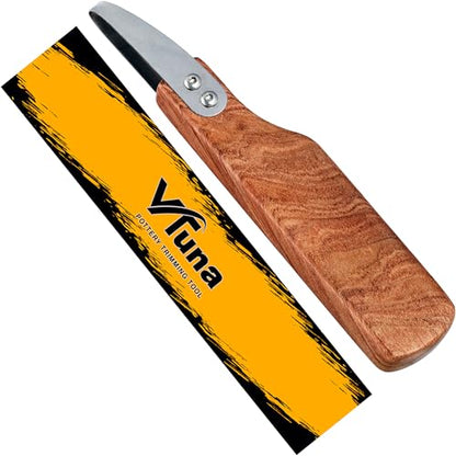 VTUNA Ceramic Trimming Tool, Hardwood Handle and Stainless Steel Cutting Blade Clay Sculpting Tool, Trimmer for Potters, Item for Pottery Making.