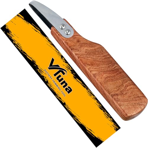 VTUNA Ceramic Trimming Tool, Hardwood Handle and Stainless Steel Cutting Blade Clay Sculpting Tool, Trimmer for Potters, Item for Pottery Making.