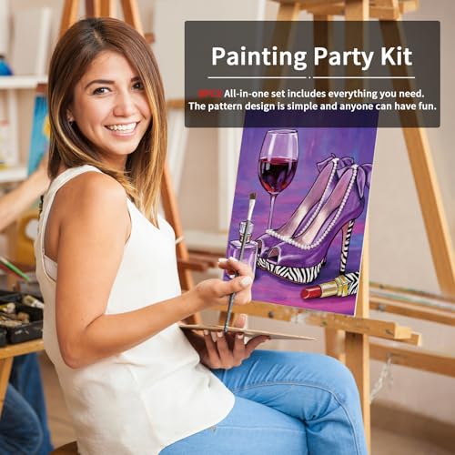VOCHIC 4 Pack Sip and Paint Kit for Adults,Pre Drawn Canvas for Painting Party Supplies Girls Night Games Couples Paint Art Set Fashion Accessories 8x10 in - size: 8x10, style: Fashion Accessories