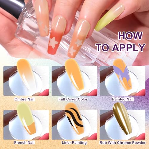 Gradient Painting Gel, 9 Colors Ombre Gel Nail Polish Summer Hot Bule for Pigment Pat Nails Aura Nails, French Manicure DIY Nail Art Soak of UV Palette Bechside Candy - color: F Bechside Candy