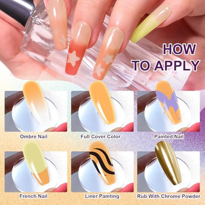 Gradient Painting Gel, 9 Colors Ombre Gel Nail Polish Summer Hot Bule for Pigment Pat Nails Aura Nails, French Manicure DIY Nail Art Soak of UV Palette Bechside Candy - color: F Bechside Candy