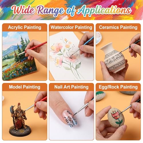 30 Pcs Fine Tip Paint Brush Set, Micro Miniature Paint Brushes (#0, #00, #000) - Tiny Round Liner Brush for Model Figurines, Scale Models, Paint by Numbers, Acrylic, Watercolor, Detailing Crafts