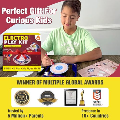 Butterfly EduFields STEM Kit for Kids Ages 8-10-13 | Build 20+ Motor Machines & DIY Engineering Projects | Educational Science Kit for Boys & Girls | Fun STEM Toys for Ages 8-10 | Robotics Learning - style: Electro Play Kit