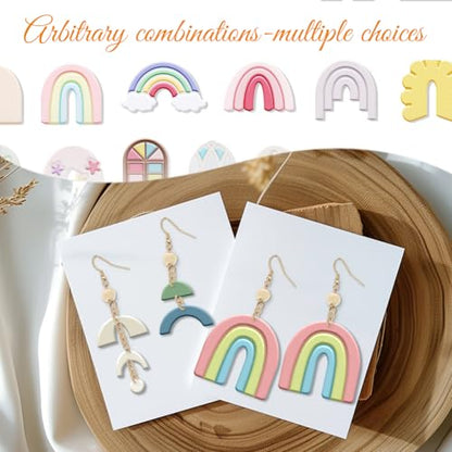 ORIGACH 14 Pcs Boho Arch Shape Polymer Clay Cutters, Rainbow Flower Frame Design Clay Cutters for Polymer Clay Jewelry Earrings with a Clear Storage Box - style: Arch