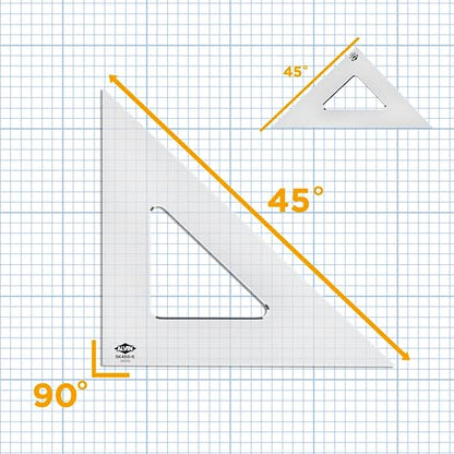 Alvin, SK450-10, 10" Smoke-Tint Triangle Ruler, Math Geometry Tool - 45/90 Degrees - size: 10", style: 45/90 Degree