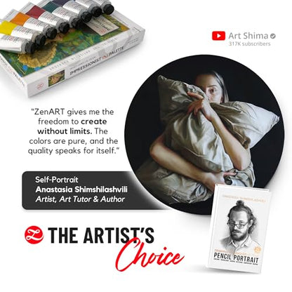 Impressionist Palette by ZenART - Luminous, Vibrant Professional Oil Paint Set - 8 x Large 1.7 Fl Oz (50ml) Tubes - Non-Toxic, Highly Pigmented, Creamy, Lightfast Oil Paints for Eco-Conscious Artists - color: Impressionist Palette (Masters Inspired) – 8 ×