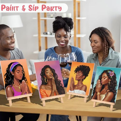 8 Pack Pre Drawn Canvas Painting Kits for Adults Sip and Paint Kit Pre Stretched Canvases Painting Party Supplies for Beginner Artists (Pray Girl, 8 x 10 Inches) - size: 8x10, style: Pray Girl,without Frame