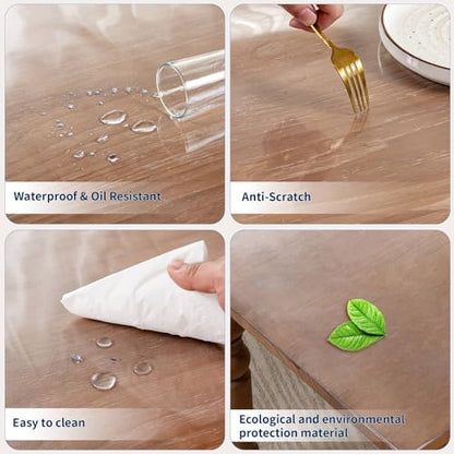 14 x 60 Inch Clear Table Cover Protector, 2mm Thick Clear Desk Mat, Plastic Table Cover, Vinyl Table Protector, Desk Mats on Top of Desks - size: 14" x 60"