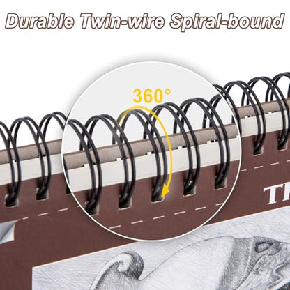 TKOOFN 5 Pack 9" x 12" Sketch Book Bulk (500 Sheet Total), Top Spiral Bound Premium Sketchbook Drawing Pads(68lb/100gsm), Acid-Free Painting Paper Drawingbook for Adults Kids Artists Beginners - color: 5 Pack, size: 9" x 12"