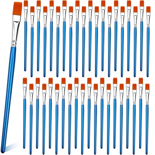 1/2 inch Flat Paint Brushes for Acrylic Painting,40-Pack Small Paint Brushes Bulk with Wooden Handle for Acrylic, Watercolor, Oil, Crafts, Face Body Art - size: 0.5 inch 40 pieces