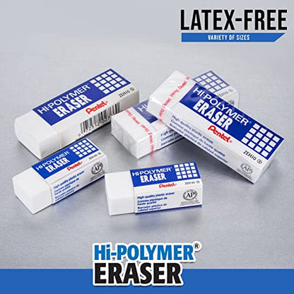Pentel Hi-Polymer Block Eraser Small White, Pack of 4 (ZEH05BP4) - size: 4 Count (Pack of 1)