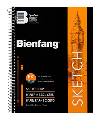 Bienfang Sketch Pad 8.5x11 Inch, 100 Sheets of 60lb 90gsm Art Paper, Spiral Bound Sketch Book Drawing Notebook - size: 8-1/2 by 11-Inch