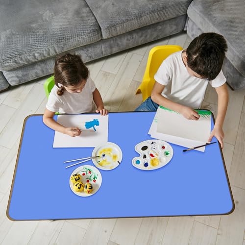 LemonRoad 2 Pack 36 x 24 Inch Extra Large Silicone Craft Mat Heat Resistant Table Protector Jewelry Casting Mat for Painting Clay Baking Kitchen, Blue & Orange