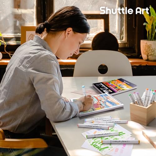 Shuttle Art Marker Pad, 12”x9” Portable Sketchbook, 70 Sheets Marker Drawing Paper, 110LB/180GSM Smooth Surface Bleedproof Art Paper, Spiral-Bound, Great for Artists to Draw, Paint & Sketch - size: 12x9 inch