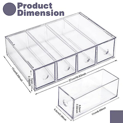 Desk Organizer with 12 Drawers, FODIENS 3 Packs Stackable Desktop Storage Box with Removable Drawer, Clear Sunglasses Organizer Display Case for Stationery Marker Pens Eyeglasses Office Supply - style: 3 Layers -12 Drawers