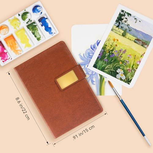 Watercolor Sketchbook,8.2 x 5.5 inch,20 Sheets Cold Press 100% Cotton 300 GSM 140lb,A5 Watercolor Paper for Art Painting, Drawing, Mixed Media - color: brown