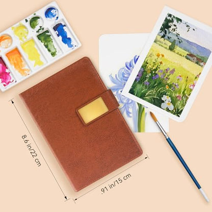 Watercolor Sketchbook,8.2 x 5.5 inch,20 Sheets Cold Press 100% Cotton 300 GSM 140lb,A5 Watercolor Paper for Art Painting, Drawing, Mixed Media - color: brown
