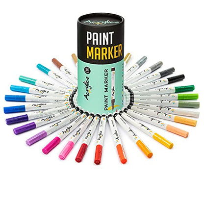 Acrylic Paint Markers Set of 30 Paint Pens – Fine Tip for Rock, Fabric, Wood, Ceramic, Glass & Canvas – Permanent Art Supplies for Kids & Adults - size: Fine Tip (Pack of 30)