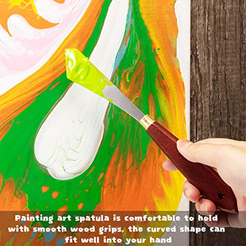 Palette Knife Set Spatula Pallet Knives Stainless Steel Painting Knife Mixing Scraper Oil Painting Accessories Paint Metal Knives Wood Handle for Art Acrylic Draw Color Mixing Supplies(2 Pieces)