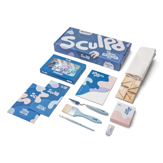 Sculpd Canvas Painting Kit, Abstract Canvas Painting, 4 Acrylic Paint Colours, 2 Brushes, Artist Canvas, Additional Artist Supplies, Studies Book & Guides, Suitable for Beginners & Artists (Bold) - color: Bold, size: Large