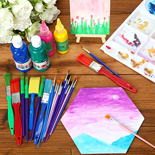 Lincia 300 Pcs All Purpose Paint Brush Set Bulk for Acrylic and Washable Paints, Easy to Clean and Hold, Round and Flat Kids Brushes, Great with Watercolors