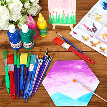 Lincia 300 Pcs All Purpose Paint Brush Set Bulk for Acrylic and Washable Paints, Easy to Clean and Hold, Round and Flat Kids Brushes, Great with Watercolors