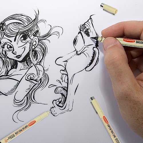 GETHPEN Micro Fineliner Set, 6 Pack Black Micro Fine Point Drawing Waterproof Archival Ink Multiliner Pens for Artist Illustration, Sketching, Technical Drawing, Anime, Manga