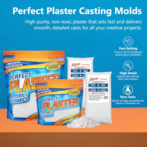 Perfect Plaster for Pottery & Ceramic Slip Casting Molds, Non-Toxic Water-Based Powder Material for DIY Mold Making, Clay Reclaim Slabs, Sculptures & Crafts, Fast-Curing, USA Made, 8 lb Bag - size: 8 Lb