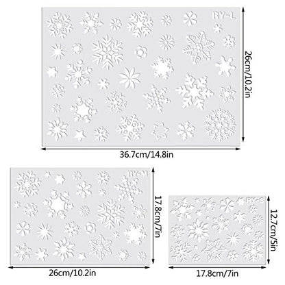 Jmkcoz Christmas Snowflake Stencil Template, Reusable Plastic Craft Drawing Painting Stencil Journal Template for Window Glass Wall Door Card Scrapbook Notebook Holiday Xmas Snow Flake Art DIY Project