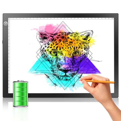 LitEnergy Rechargeable Tracing Light Box, Ultra-Thin Adjustable Battery Powered Artcraft LED Tracer Light Pad Tablet for Drawing, Sketching, Animation, Stenciling, Diamond Art Painting Kits for Adults - color: BLACK, size: 04 - 10x15inch rechargeable