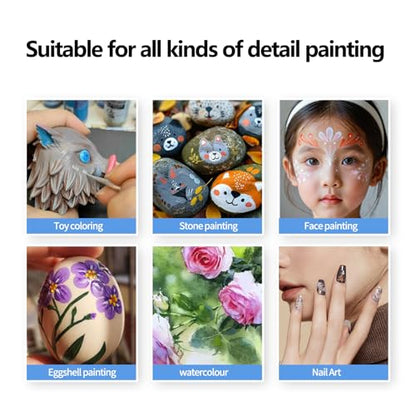 11PCs Miniature Detail Paint Brushes Set with Triangular Handles, Made Nylon bristles. Ideal for DIY Projects Including Watercolor, face Painting, Acrylic, Oils, Paint by Numbers, 40K(Black)