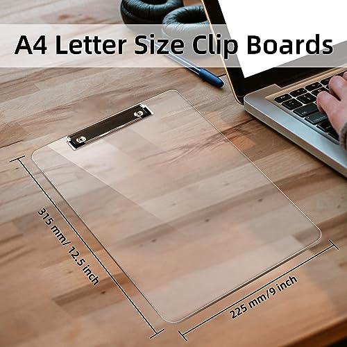 Plastic Clipboards Set of 30, A4 Acrylic Clear Board 8.5x11 | Transparent Letter Size 9" x 12.5" for Classroom, Students,Office & School Supply