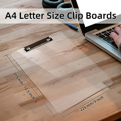Plastic Clipboards Set of 30, A4 Acrylic Clear Board 8.5x11 | Transparent Letter Size 9" x 12.5" for Classroom, Students,Office & School Supply