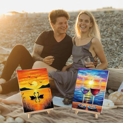 Ctosree 12 Sets Pre Drawn Canvas Kit for Painting Adults Sip and Paint Kit Art Pre Printed Canvas Bulk for Adult Date Night, Art Party & Holiday Gift(Summer Sunset,8 x 10 in) - size: 8 x 10 in, style: Summer Sunset