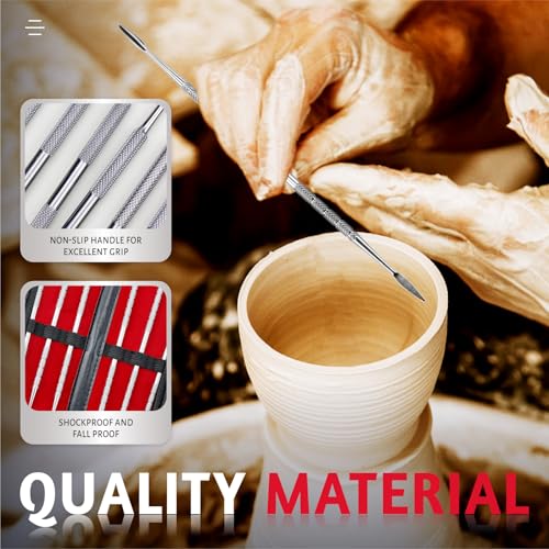 YETOOME 6 Pcs Wax Carving Tools Set with Case, Double-Ended Stainless Steel Clay Sculpting Pottery Sculpture Tools for Wax Pottery Carving Clay Modeling