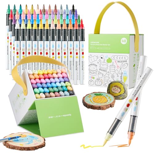 Acrylic Paint Markers Set | Professional Art Marker & Paint Pens - Markers for School & Coloring | 60 Colors for Rock/Glass/Wood/Paper/Ceramic DIY Crafts (48-color set) - color: 48-color set